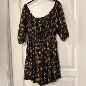 Floral Black Off Shoulder Dress